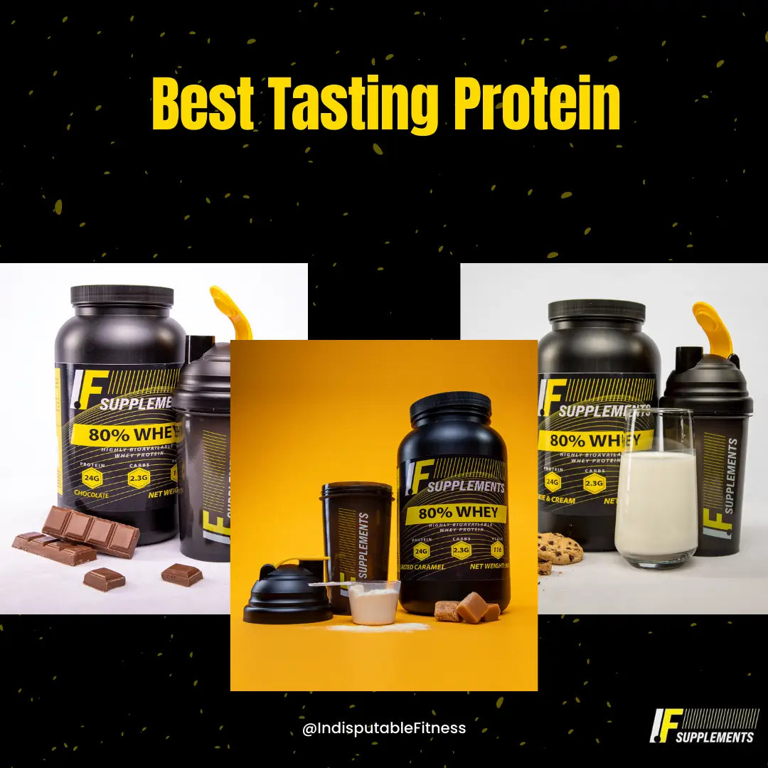 Protein supplement containers featuring whey protein, the most popular choice for muscle building