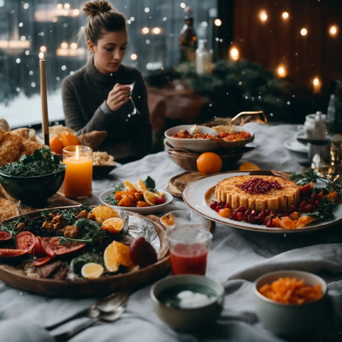 Festive holiday feast during the winter highlighting diet in the holiday season