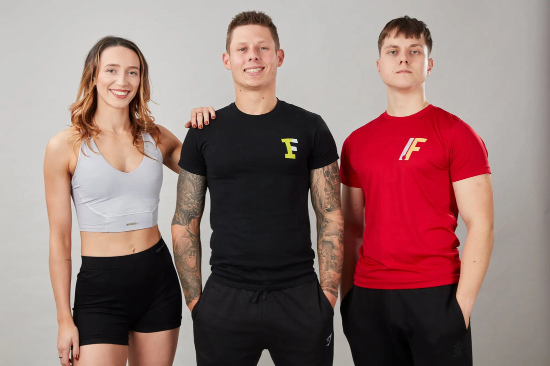 Three fitness enthusiasts embracing their fitness journey, highlighting post-workout nutrition