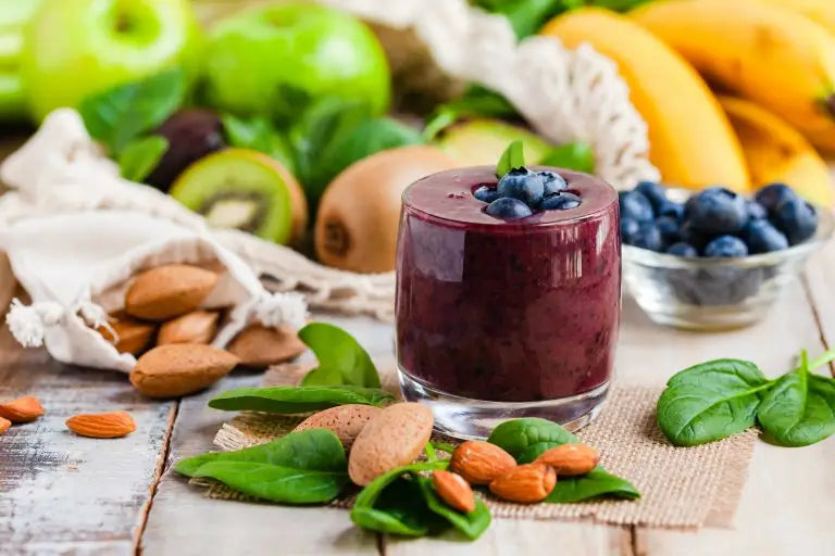 Blueberry smoothie in a glass showcasing super reds and harnessing the power of nature