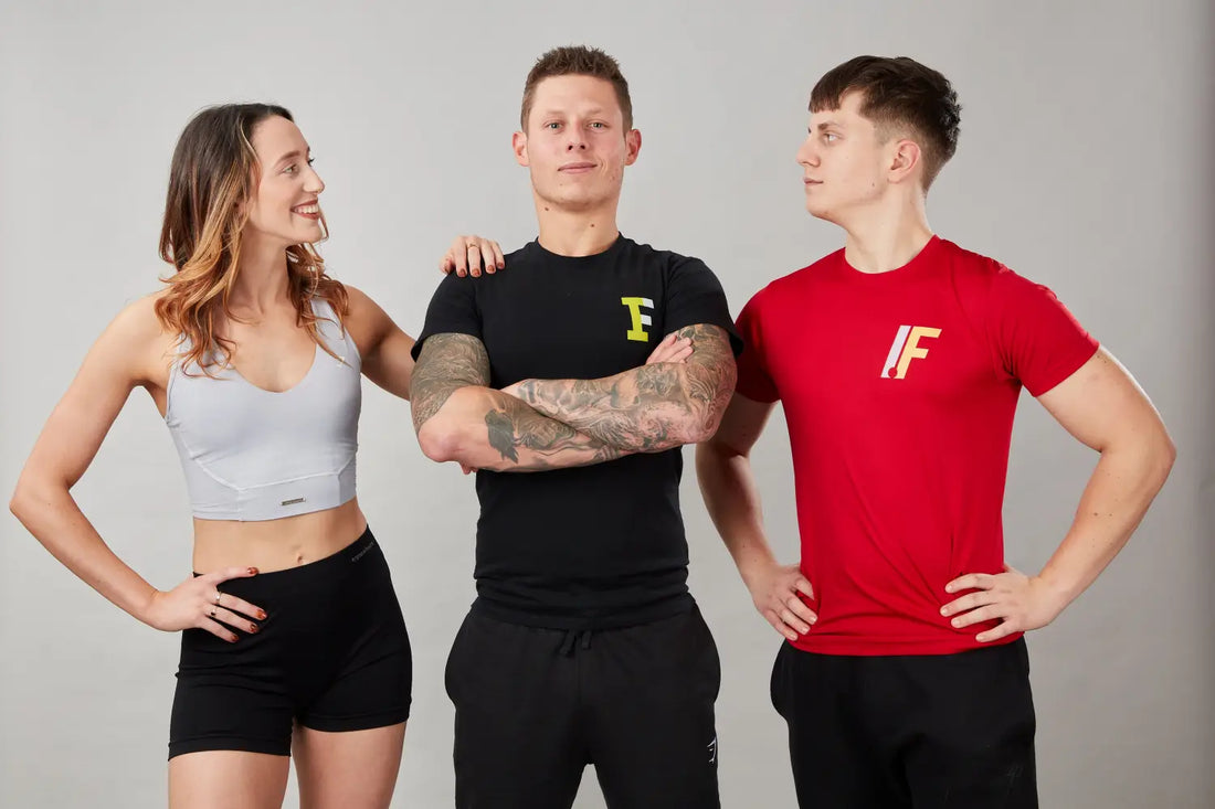Three fitness models posing to showcase body and mind transformation in The Ultimate 30-Day Challenge