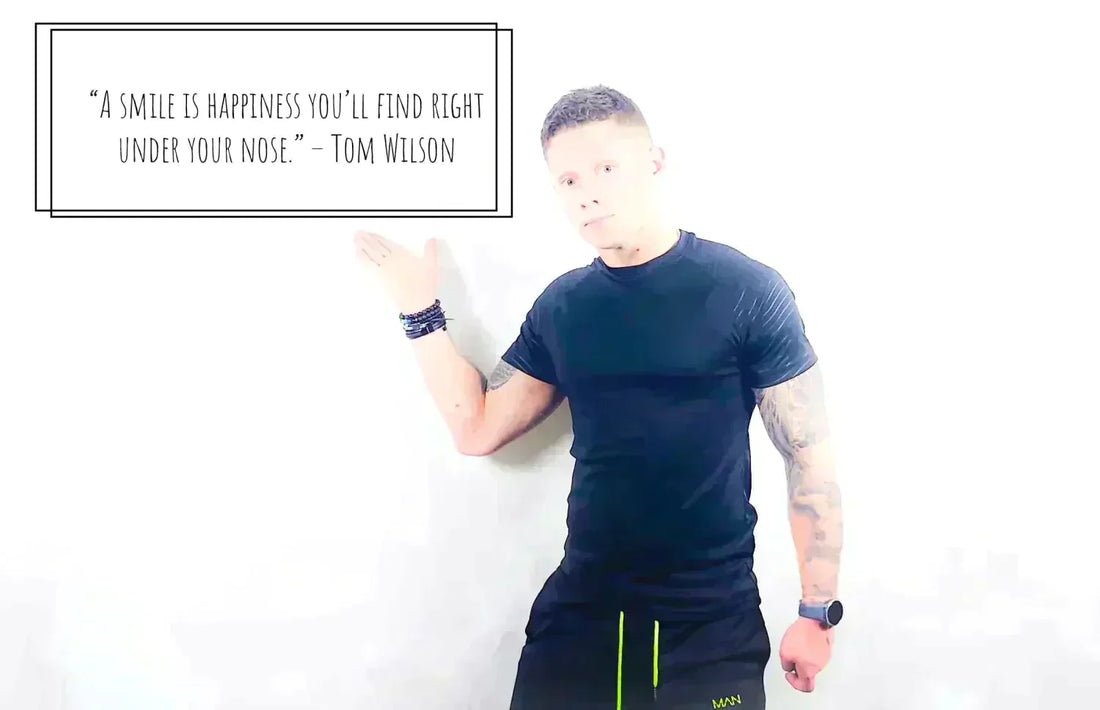 Man in athletic wear with motivational quote about ask for help at the gym